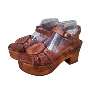 BED|STU Brown Leather Platform Sandals